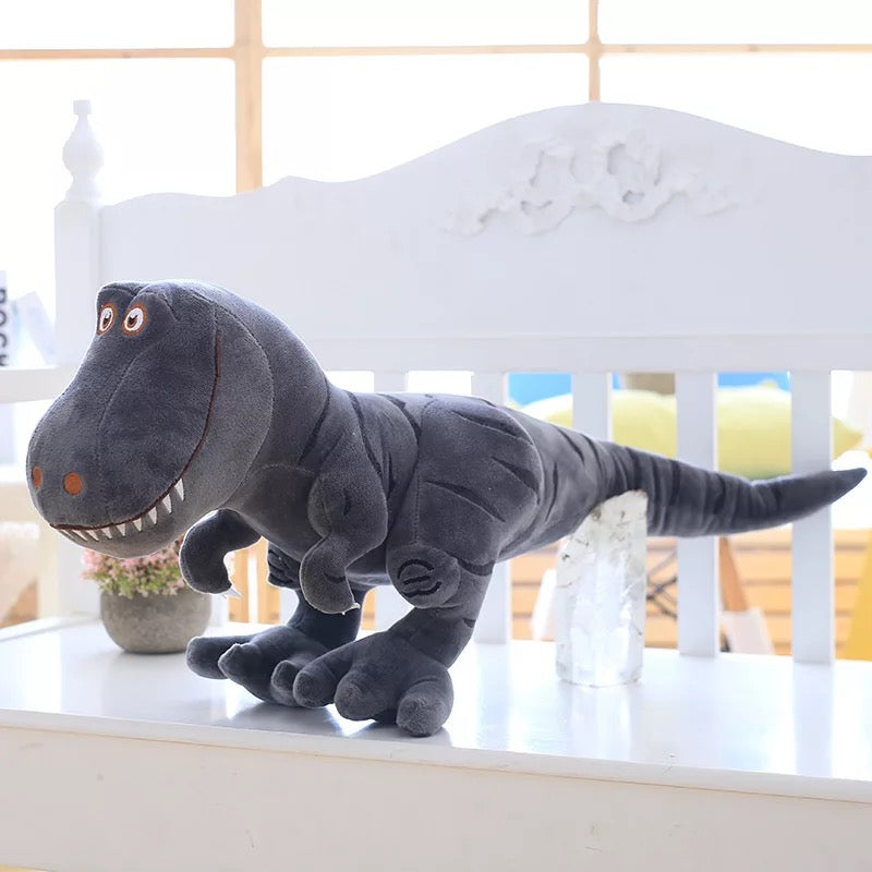 Large Plush Green Dinosaur Toy - 40cm Gray