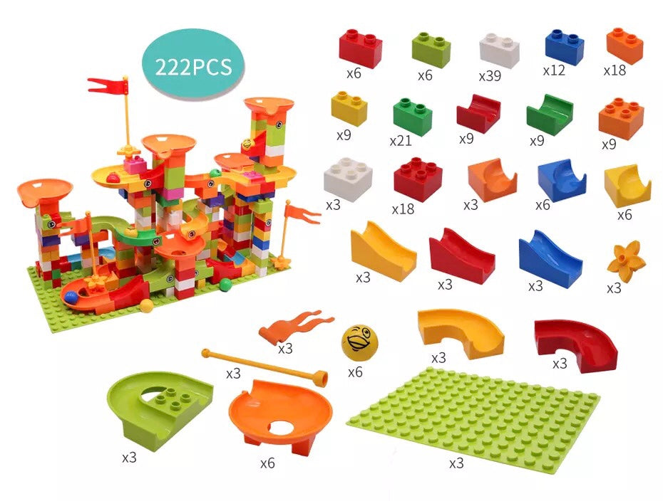 Large DIY Marble Run Track - 74-296 PCS 222PCS