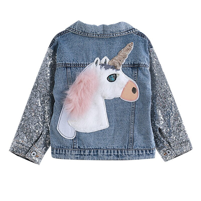 Girls Unicorn Sequin Denim Jacket (Age 3-7YRS) Blue