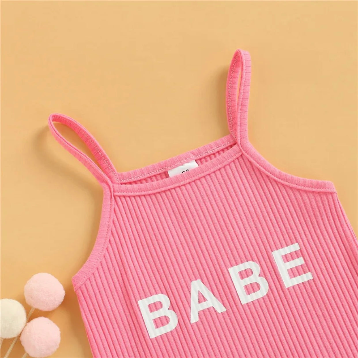 Girls Pink “Babe” Ribbed Dress (Age 24M-6YRS)