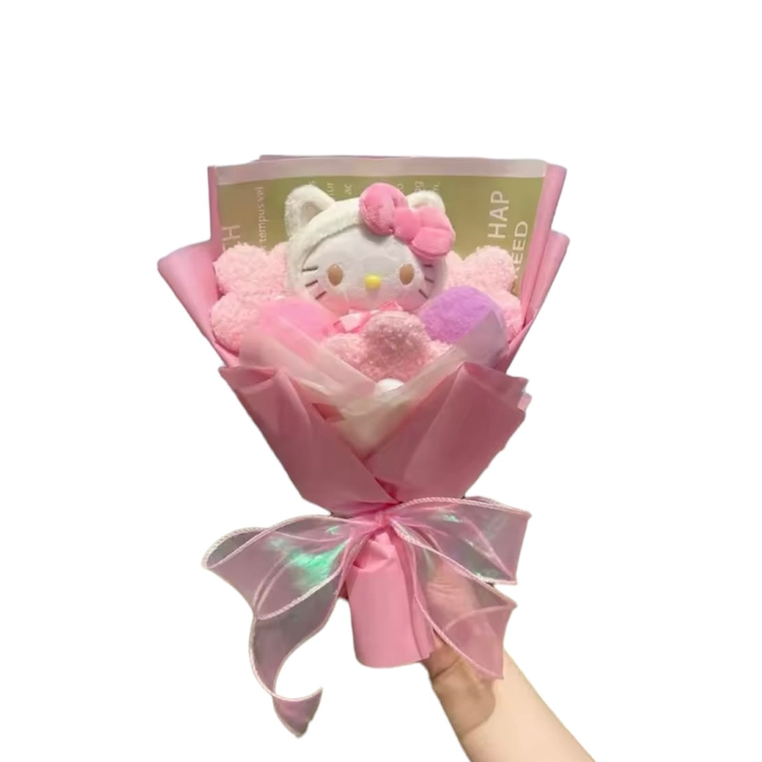 Plush Miss Kitty Gift Flower Bouquet