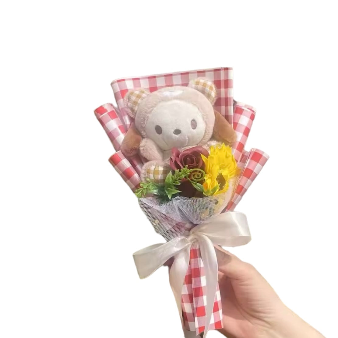 Plush Miss Kitty Gift Flower Bouquet