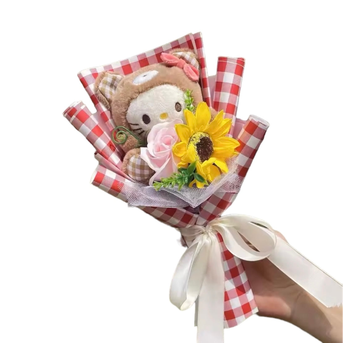 Plush Miss Kitty Gift Flower Bouquet