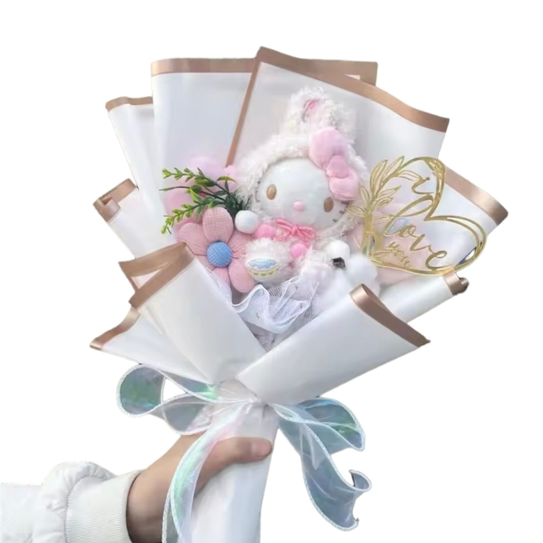 Plush Miss Kitty Gift Flower Bouquet