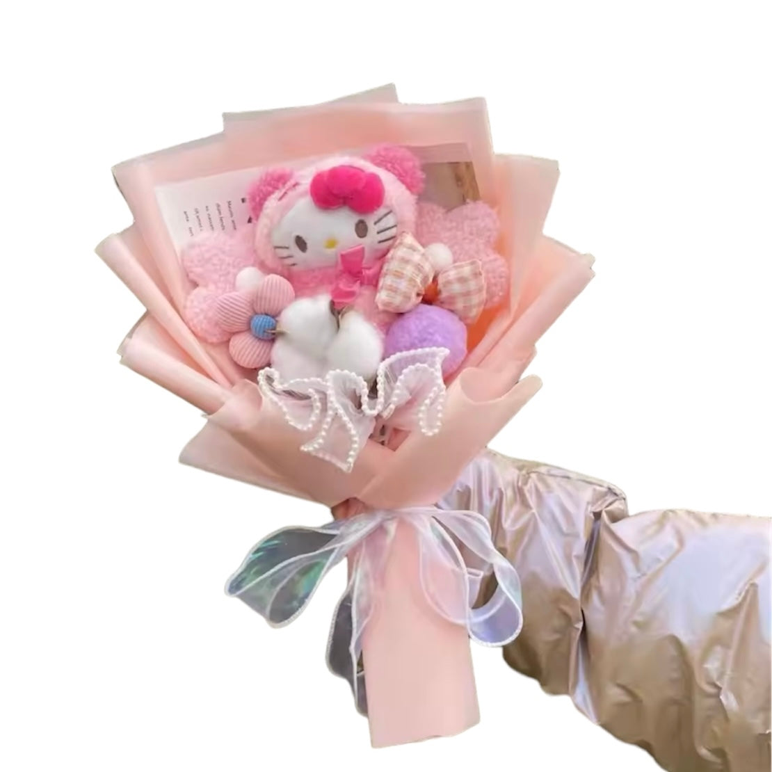 Plush Miss Kitty Gift Flower Bouquet