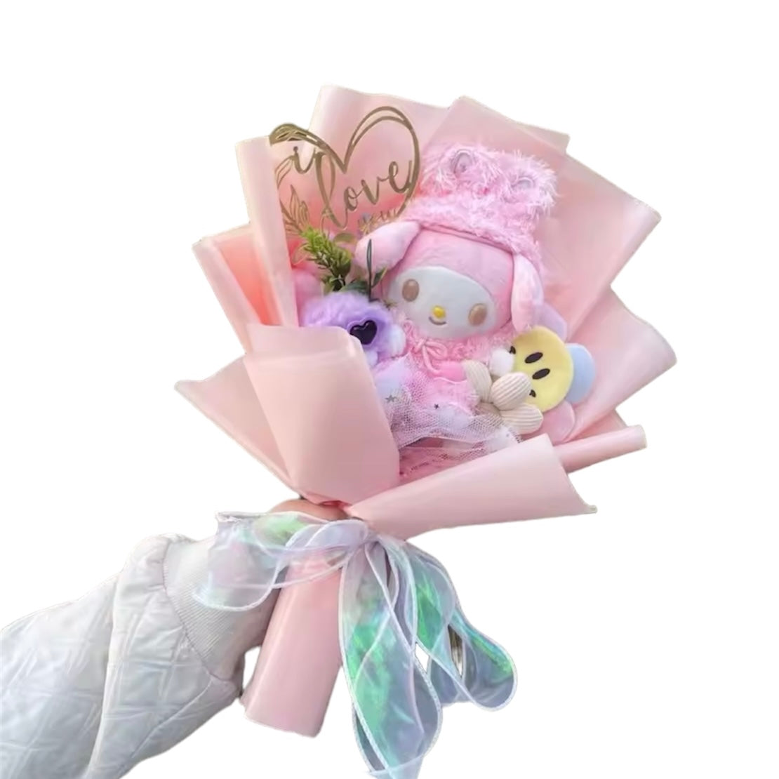 Plush Miss Kitty Gift Flower Bouquet