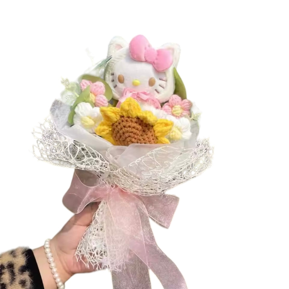 Plush Miss Kitty Gift Flower Bouquet