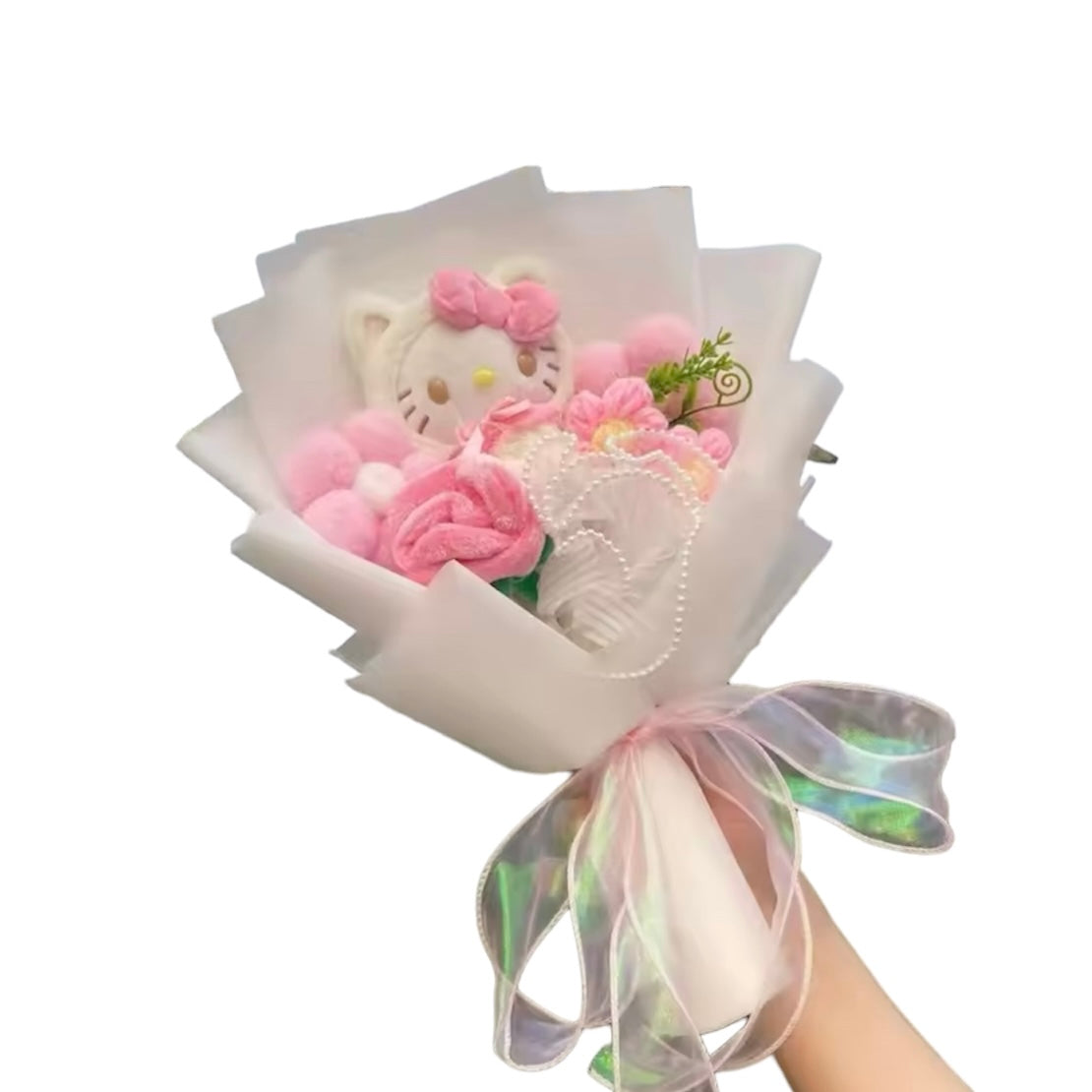 Plush Miss Kitty Gift Flower Bouquet