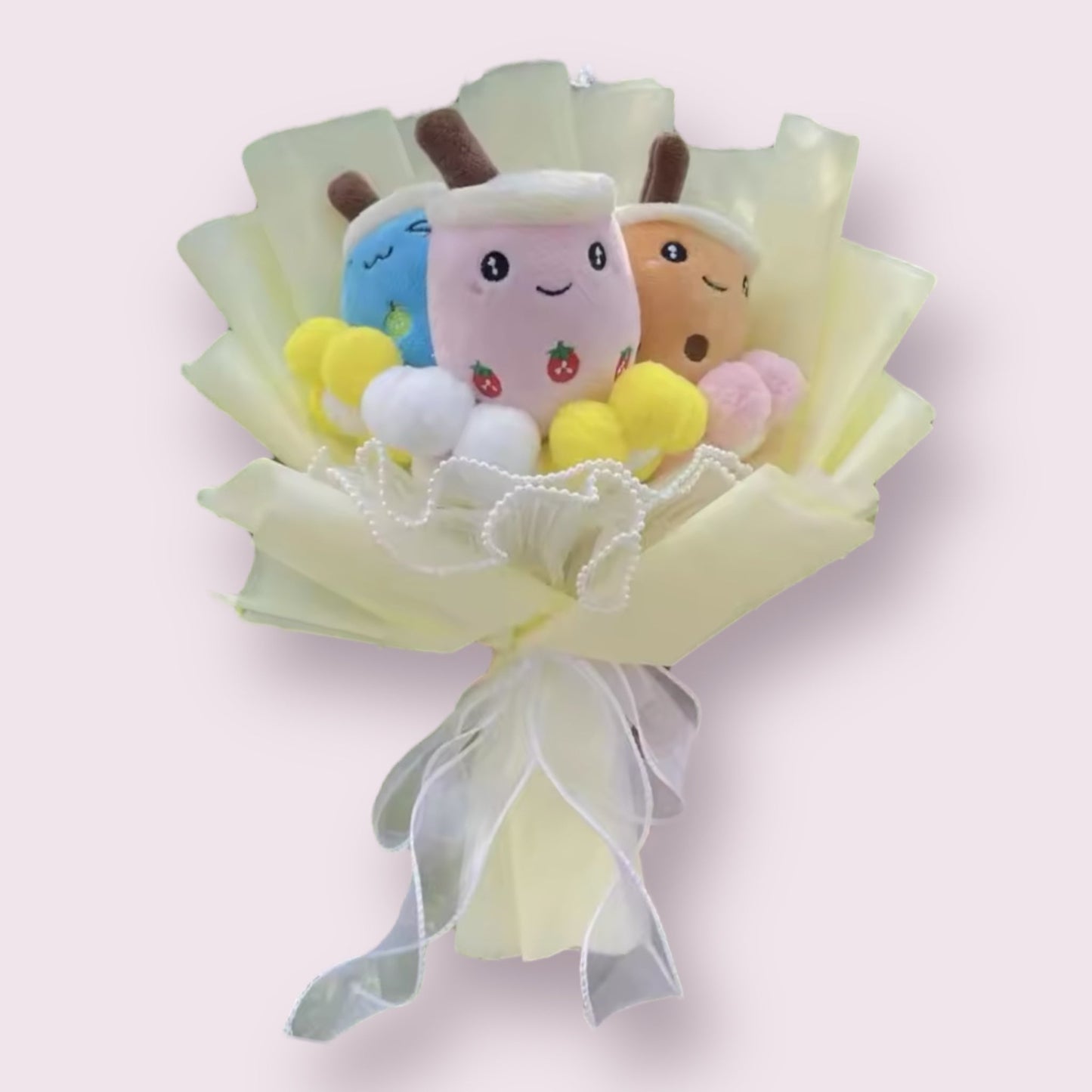 Plush Avocado and Bubble Tea Stuffed Toy Flower Gift Bouquet