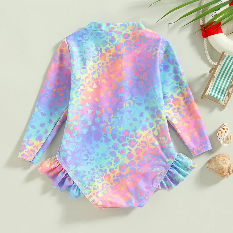 Baby Girls Fish Print Long Sleeve Swimsuit (Age 12M-6 YRS)