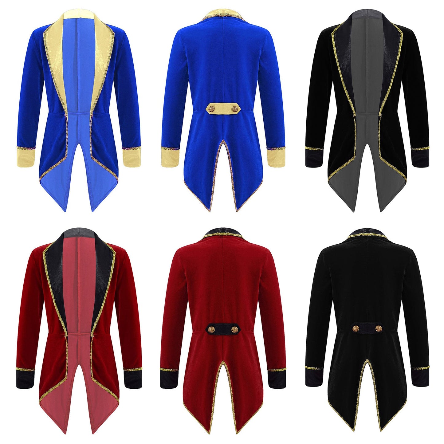 Kids Circus Ringmaster Jacket Long Sleeves Tuxedo Coat (Age 4-16 YRS)