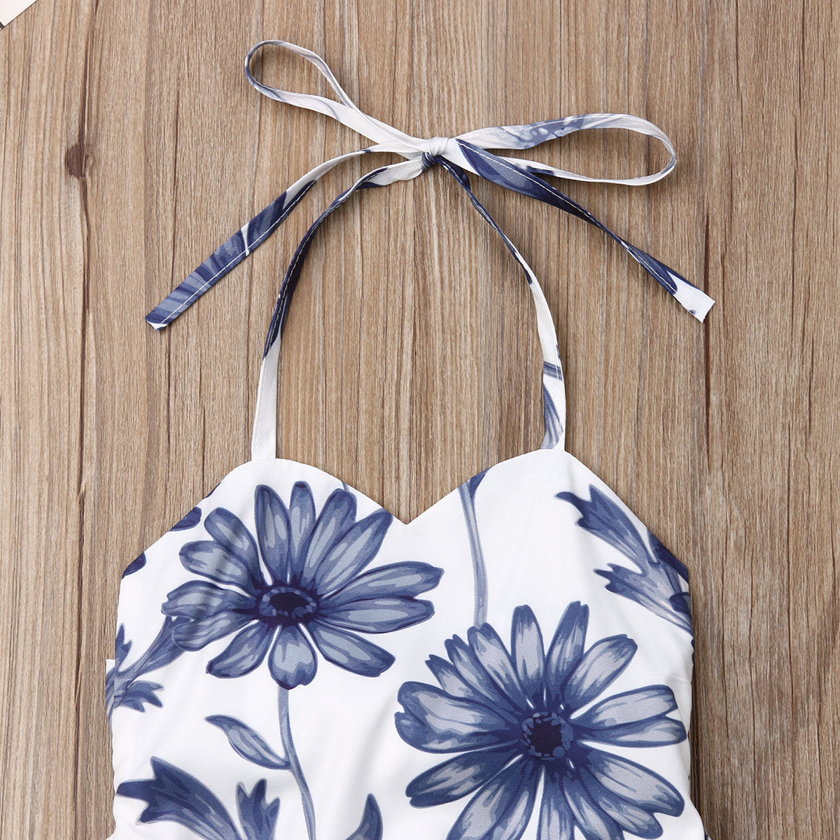 Baby Girls White & Blue Ruffle Romper (Age 6m-24m)