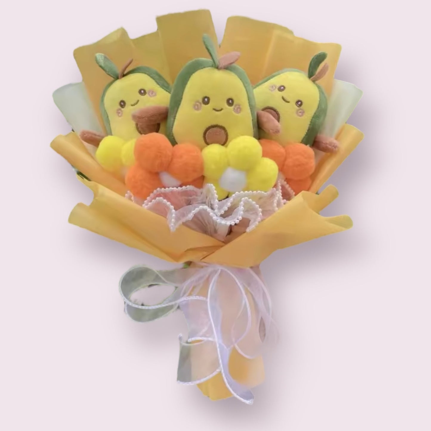 Plush Avocado and Bubble Tea Stuffed Toy Flower Gift Bouquet