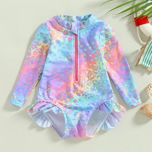 Baby Girls Fish Print Long Sleeve Swimsuit (Age 12M-6 YRS)