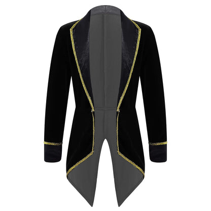 Kids Circus Ringmaster Jacket Long Sleeves Tuxedo Coat (Age 4-16 YRS)