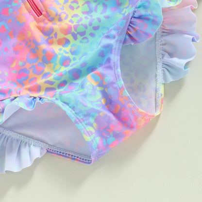 Baby Girls Fish Print Long Sleeve Swimsuit (Age 12M-6 YRS)