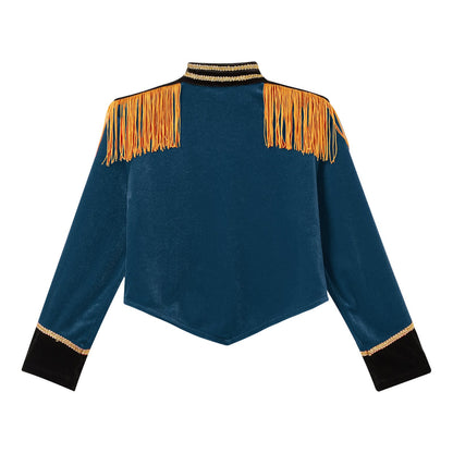 Kids Circus Ringmaster Costume Long Sleeve Fringe Tassel Jacket (Age 6-14YRS)