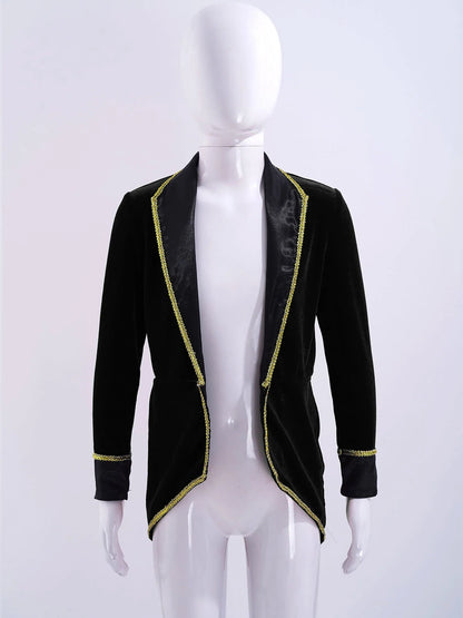 Kids Circus Ringmaster Jacket Long Sleeves Tuxedo Coat (Age 4-16 YRS)
