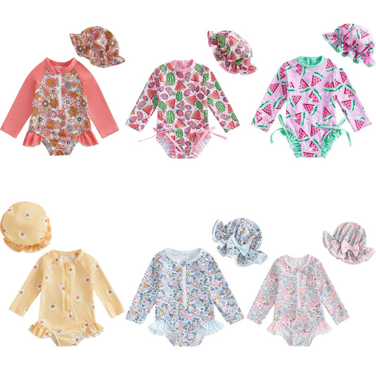 Baby Girls Swimsuits & Hats (Age 6M-3 YRS)