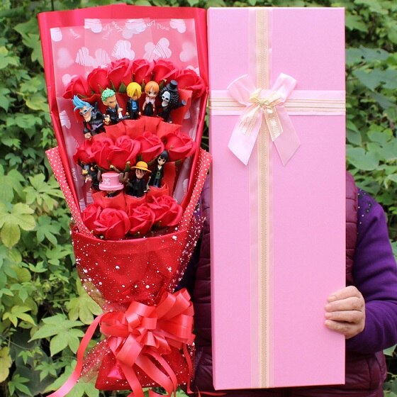 Anime Action Figure Flower Gift Bouquet - No Box Red